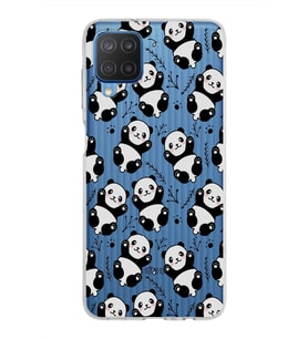 Samsung Galaxy M12 Kapak Panda Tasarımlı Şeffaf Silikon Kılıf