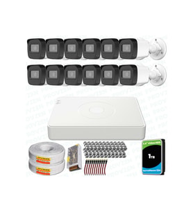 Provzen Hikvision 12 Kameralı Full HD Geniş Açı Güvenlik Kamerası 1TB Olay Anında bildirim