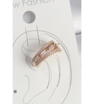 Pirinç Gold Renk Zirkon Taşlı 3'Lü Sıralı Model Kadın Kıkırdak Küpe 5886