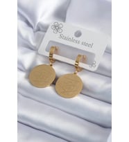 316L Çelik Gold Renk Pentagram Yıldızı İşleme Model Kadın Küpe - TJ-BKP7992
