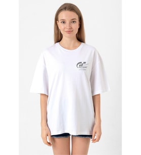 Gran Turismo Concept Beyaz Kadın Oversize Tshirt