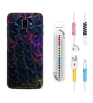 Samsung J6 Plus J7 Prime J7 Pro M20 Kılıf Kablo Koruma Spiral Silikon Renkli Prizmalar 1783