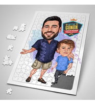 Mükemmel Baba ve Oğlu Karikatürlü Puzzle