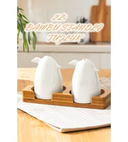 Porsima 102001 Grage 2li Standlı Porselen Tuzluk Biberlik Seti