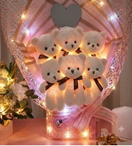 Peluş LED li Aynalı Buket-ayni gun-teslim-hediye-dogum-gunu-sevgiliye-