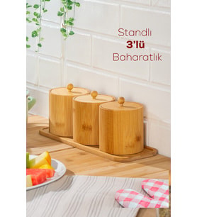 Porsima Pbt-604 Bambu Çok Amaçlı Standlı Saklama Kabı Organizer 4 Parça Baharat Seti