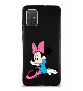 Samsung Galaxy A71 Soft Premier Kapak Minnie Mouse-E Tasarımlı Silikon Kılıf - Siyah (Şeffaf)