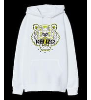 Kenzo Paris Baskılı Oversize Unisex Kapüşonlu Sweatshirt (Beyaz)