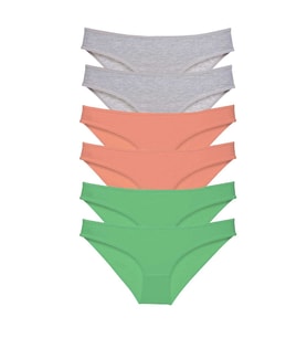 Mulvxbrf Brf02 6 Adet Süper Eko Set Likralı Kadın Slip Külot Gri Pudra Yeşil (Mulvix)