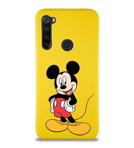 Xiaomi Redmi Note 8 Soft Premier Kapak Mickey Mouse-E Tasarımlı Silikon Kılıf - Sarı (Şeffaf)