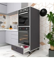 Kenzlife fırın dolabı naime gri 145*60*56 mutfak çekmeceli ayaklı banyo kiler ofis