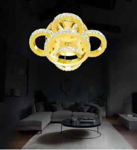 Plato 5'li Led Avize Plafonyer Taşlı Avize (Gold)