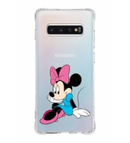 Samsung Galaxy S10 Plus  Köşe Korumalı Antişok Kapak Minnie Mouse Tasarımlı Şeffaf  Kılıf