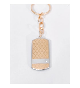 Rose Gold & Gümüş Çift Renkli Zirkon Taşlı Geometrik Metal Künye Anahtarlık - Premium Tasarım