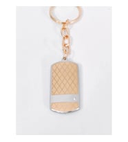 Rose Gold & Gümüş Çift Renkli Zirkon Taşlı Geometrik Metal Künye Anahtarlık - Premium Tasarım