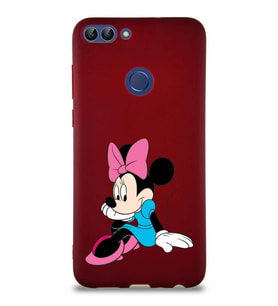 Huawei P Smart Soft Premier Kapak Minnie Mouse-E Tasarımlı Silikon Kılıf - Mürdüm (Şeffaf)