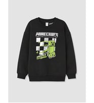 LCW Kids Siyah Minecraft Baskılı Erkek Çocuk Kalın Sweatshirt