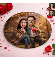 BK Gift Kişiye Özel Sevgili Karikatürlü Yuvarlak Puzzle 20x20cm -7, Sevgililer Günü Hediyesi, Sevgiliye Hediye