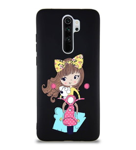 Xiaomi Redmi Note 8 Pro Soft Premier Kapak Vespagirl Tasarımlı Silikon Kılıf - Siyah (Şeffaf)