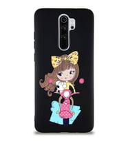 Xiaomi Redmi Note 8 Pro Soft Premier Kapak Vespagirl Tasarımlı Silikon Kılıf - Siyah (Şeffaf)