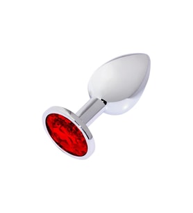 Metal Elmas Taşlı Plug Kırmızı Orta Boy