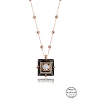Swarovski Crystal Kadın Black Dıamond Zirconia Rose Gümüş Kolye