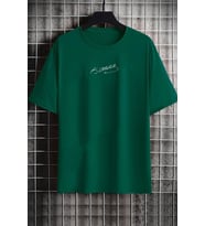 Unisex K.Atatürk imza Baskılı T-shirt (Yeşil)