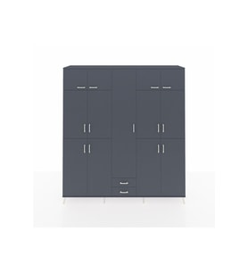 Hyperion Gardrop 10 Raflı 2 Çekmeceli 4 Askılı 220x44x243 Antrasit-Antrasit/Antrasit