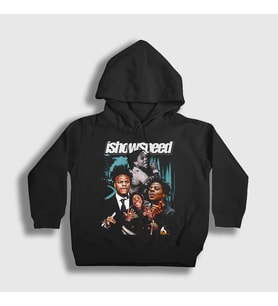 Presmono Unisex Çocuk Siyah Poster Influencer Ishowspeed Kapüşonlu Sweatshirt 528848tt