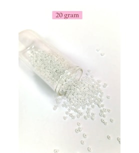 Dökme Cam Kum Boncuk (8/0) 3 mm - 20 Gram - Parlak Beyaz - BNC153