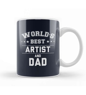 Fathers Day World's Best Artist And Dad Tasse Kupa Bardak Porselen