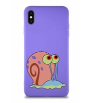 Apple iPhone XS Max Soft Premier Kapak Salyangoz Gary Tasarımlı Silikon Kılıf - Mor (Şeffaf)