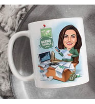 Kişiye Özel İşkolik Kadın Karikatürlü Bardak