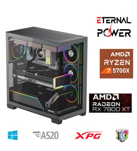 ETERNAL POWER RYZEN 7 5700X 32G DDR4 1TB M.2 RX7800XT A520 T650W