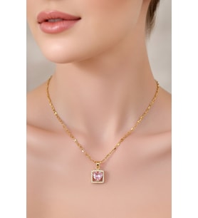 Rose Aura Işıltılı Kalp Taş Kolye