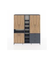 Hyperion Dolap 13 Raflı 3 Çekmeceli 6 Kapaklı 220x44x243 Antrasit-Çam/Antrasit