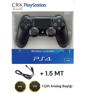 PS4 DualShock 4 V2 Yeni Nesil Kol + 1.5m Şarj Kablosu + 1 Çift Analog Koruyucu (Hediyeli)