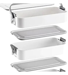 3 Katlı Bölmeli Lunchbox - Kilitli - Taşıma Saplı - Kaşık & Çatal Dahil - mutfak düzeni İçin Pratik ve Düzenli Çözüm