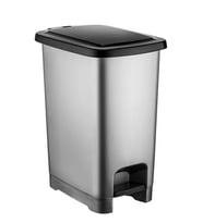 Omnipazar SY-4283 40 lt Slim Pedallı Gri Plastik Çöp Kova Siyah Kapak