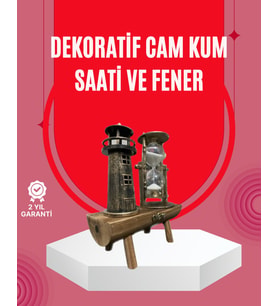 Northcity Ahşap Gövdeli Deniz Feneri Formlu Kum Saati - 15x20 cm Masa Dekoru