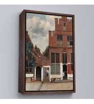 Çerçeveli Johannes Vermeer - Küçük Sokak Tablosu (Kahverengi)