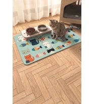 MAtGo Pati Kedi Köpek Beslenme Matı 50x70cm Yamalı Kedi Su Geçirmez Kaymaz Mama Kabı Altlığı Paspası
