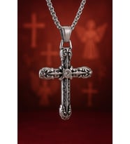 voyageaccessory Paslanmaz Çelik Unisex Kolye – Zirkon Taşlı Gotik Haç Modeli – Zincirli