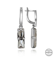 Swarovski Crystal Taşlı Gümüş Beyaz Baget Sallantılı Kadın Küpe