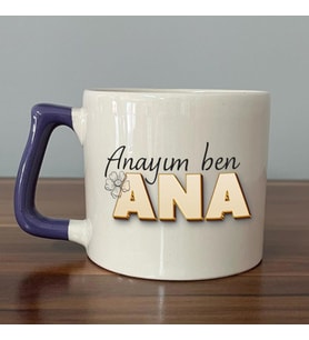 Anayım Ben Ana Baskılı Mor Kulplu D Kupa