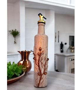 Özel Tasarım El Yapımı Rose Gold Zeytin ve Zetyindalı Detaylı Yağdanlık, Sosluk, Sirkelik, Mutfak Dekor (Rose - Gold)