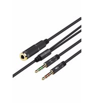 Kaliteli Kulaklık Mikrofon Ayırıcı Aparat 3.5mm Headphone Mic Aud (Siyah)
