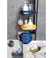 Şampuanlık Sabunluk Süngerlik Banyo Mutfak Ayarlanabilir Vakumlu Organizer (Beyaz)