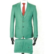 Jan Carlucci Slim Fit Sivri Yaka-Çift Yırtmaç Fıstık Yeşili Drop 6 Yelekli Takım Elbise