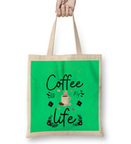 Coffee İs My Life - Funny Coffee Drinks Lover Gift Quote Bez Çanta Uzun Saplı